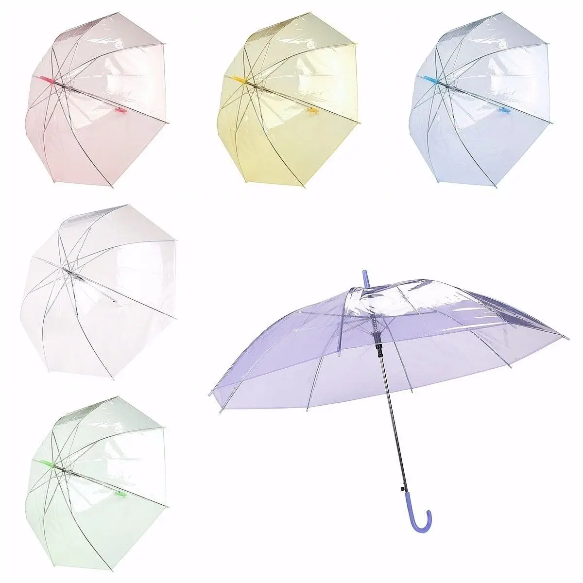 

Colorful Transparent Automatic Rain Umbrella Dome Wedding Party Favor Waterproof