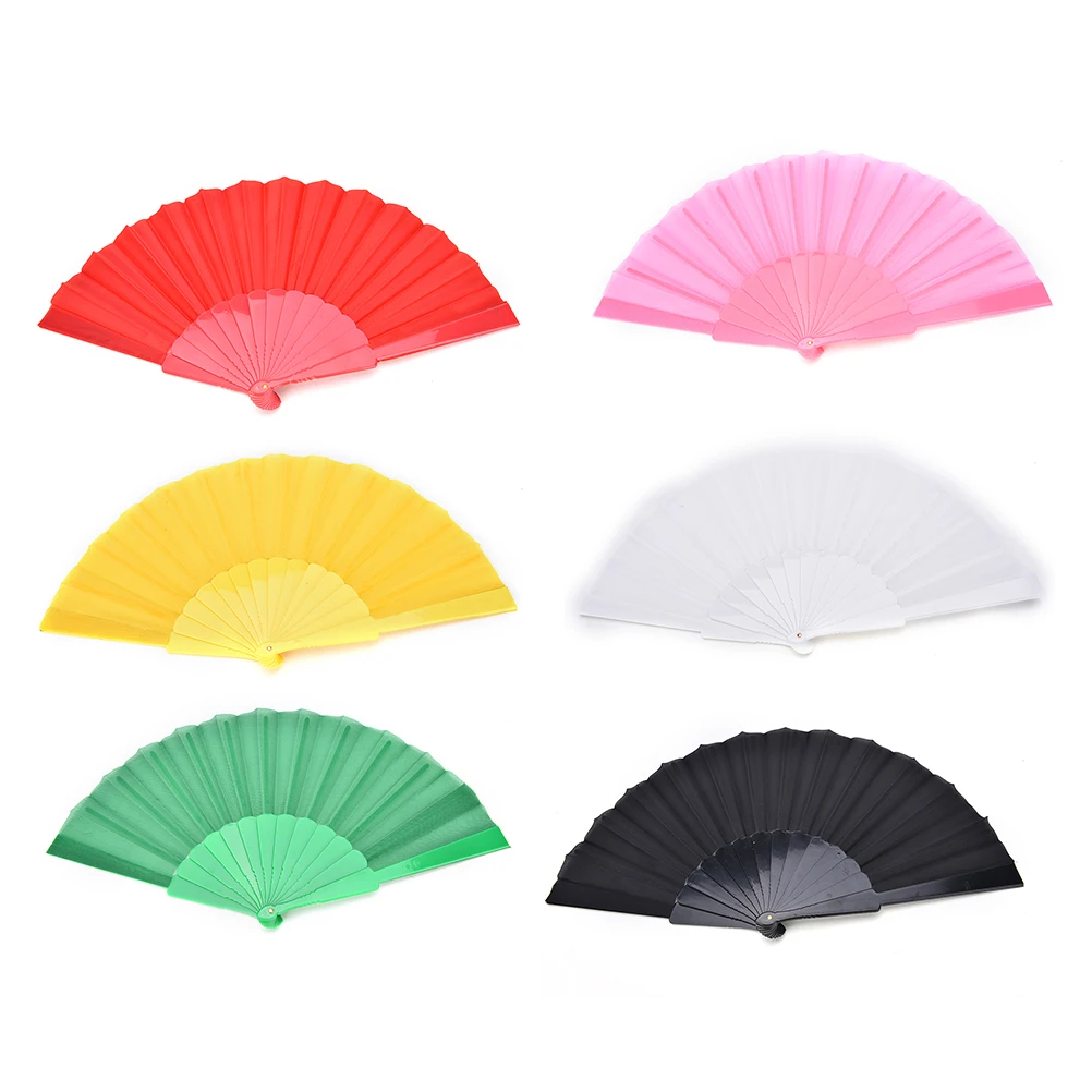 23cm 1Pc Black Folding Hand Fans Summer Portable Women Fans Home Decor