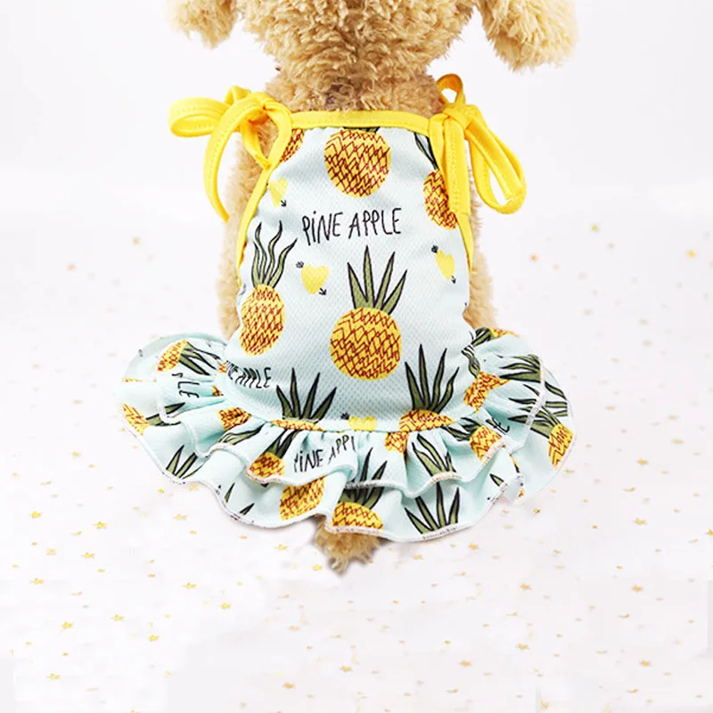 Весна, лето, домашний питомец собака одежда для маленьких собак из хлопка жилет для домашнего питомца Костюмы футболка для домашнего питомца футболка для собак из мультфильма Чихуахуа любовника одежду - Цвет: pineapple dress