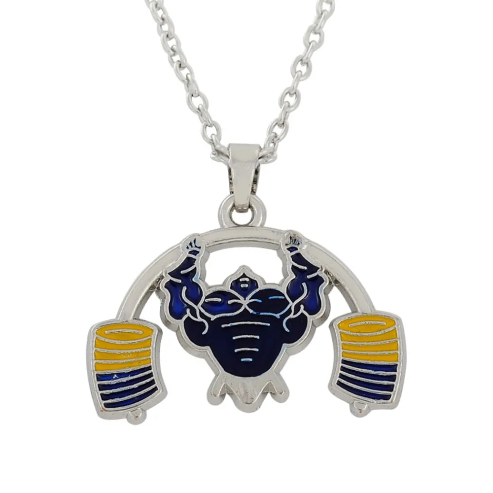 

Skyrim Funny Jewelry Bodybuilding Pendant Necklace Enamel Necklace With Fitness Strong Muscle Weightlifting Sports Slide Charm