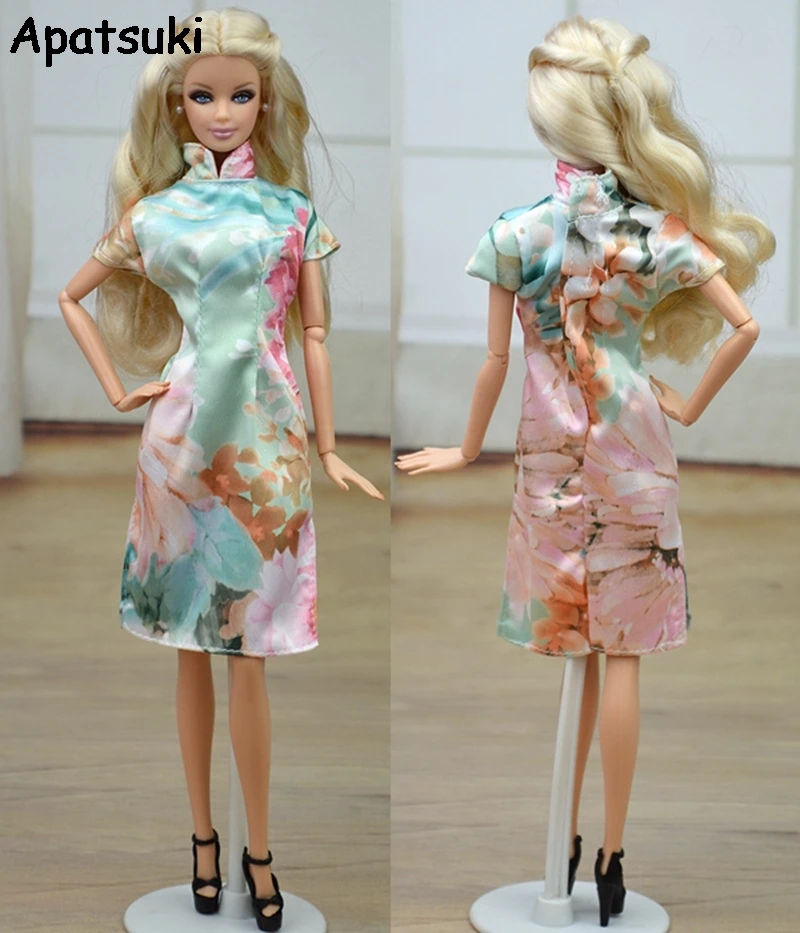 

Doll Clothes Chinese Traditional Dress Qipao Vestido Dress For Barbie Doll Clothes Cheongsam Flower Unique Evening Dresses