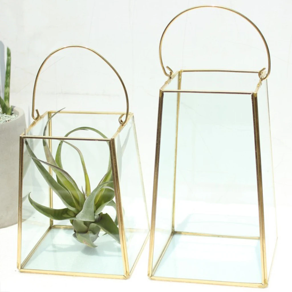 

Vintage Clear Glass Geometric Box Home Table Candle Holder Wedding Favor
