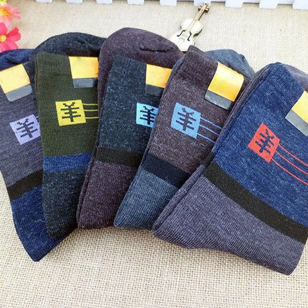 

1 Pairs Winter Wool Cashmere Socks Men's Casual Deodorant Thicker Socks Absorb Sweat Comfortable Middle Barrel Socks