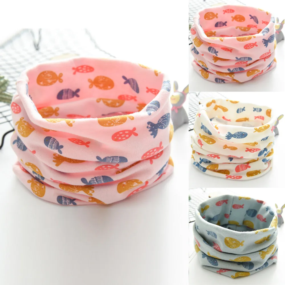 

ARLONEET Baby Scarf Autumn Winter Boys Girls Cute Fish Child Winter Cotton Popular Colorful O Ring Neck Scarves 35cm