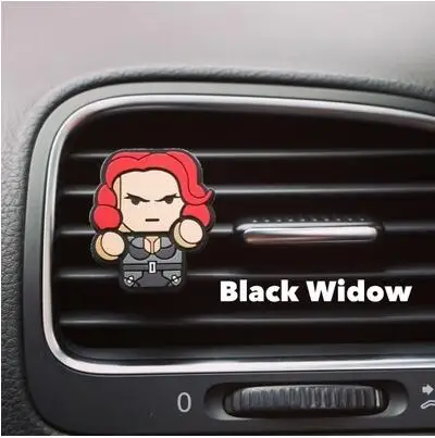 Освежитель воздуха с героями мультфильмов для автомобиля, Стилизация, Мстители, Звездные войны, Железный человек, Капитан Америка, на выходе, духи, авто, кондиционер, вентиляционный зажим - Название цвета: Black Widow