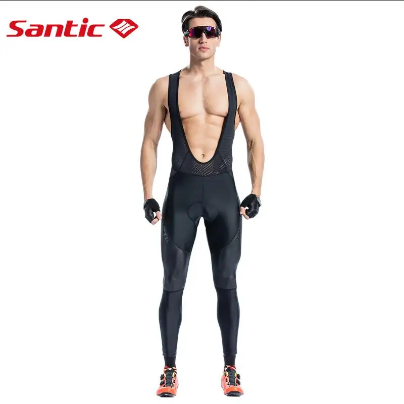 

Santic Men Cycling Bib Long Pants Bike Bicycle Cushion Padded Pants Road MTB Bib Pants 4-5 Hours Long Distance Riding Bib Tights