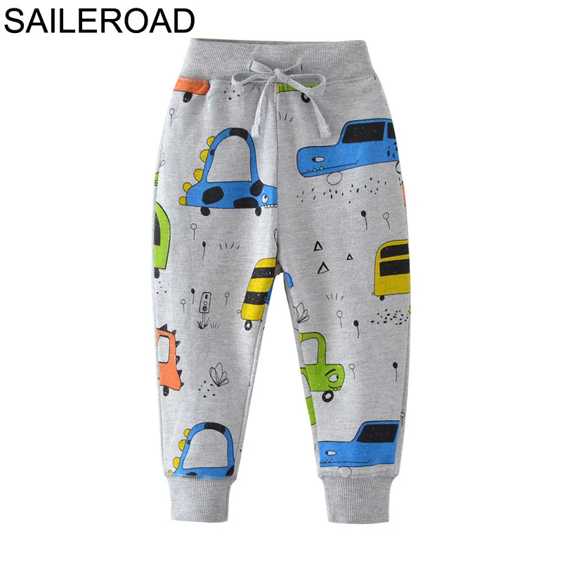 

SAILEROAD New Warm Pants For 2-7 Yeas babies Boys Casual Sport Pants Cartoon Car Print Kids Sweaterpants Children Long Trousers