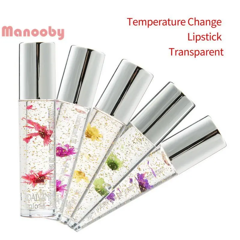 

HANDAIYAN Flowers Gold Foil Color Lip Gloss Magic Temperature Changed Color Lip Oil Moisture Color Crystal Clear Warm Lipgloss