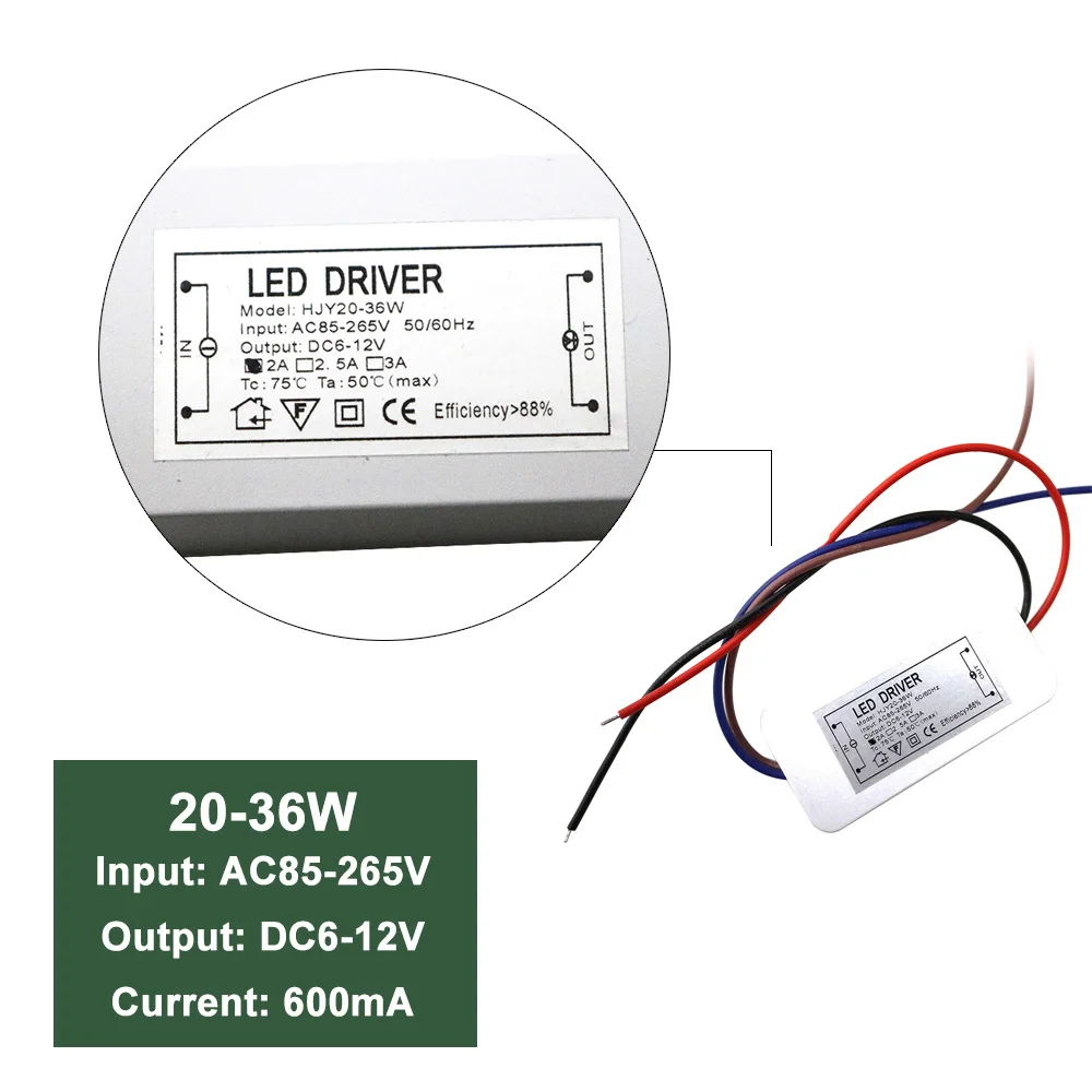 Светодиодный Светодиодный драйвер 12 В AC к DC трансформатор 10 Вт 20-36 Вт 24-36 Вт адаптер питания для прожектора прожектор AC85-265V 220 В 110 В вход JQ