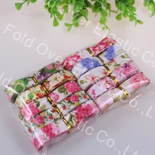 20 yards/lot 2 mètres chaque motif Livraison gratuite 5/8 ”fold sur élastique FOE de transfert de chaleur fleurs imprimé bandeau bande de cheveux diy