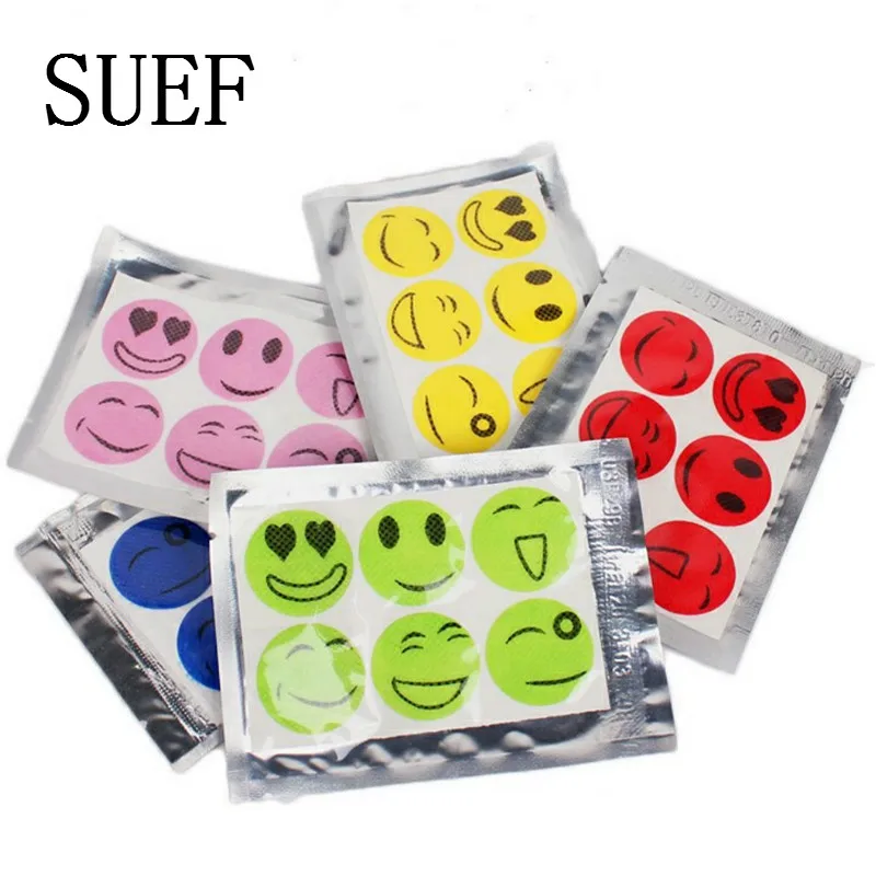 

SUEF 5/10 Packs Mosquito Stickers DIY Mosquito Repellent Stickers Patches Cartoon Smiling Face Drive Repeller @1