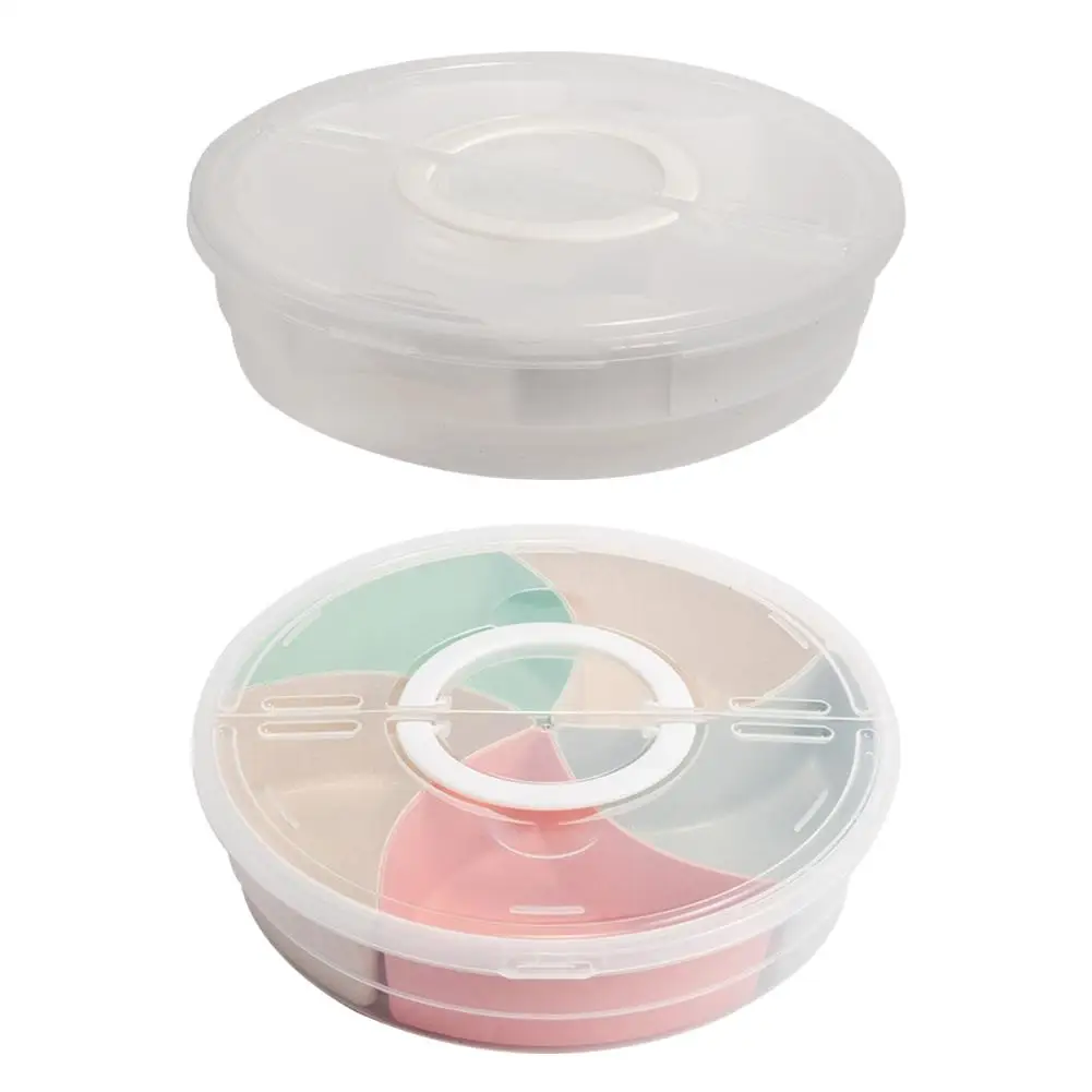 

Innovative Fruit Plate With Drain Cover Multi-function Five-divided Compartment Snacks Plastic Dish Living Room Candy Storage Bo