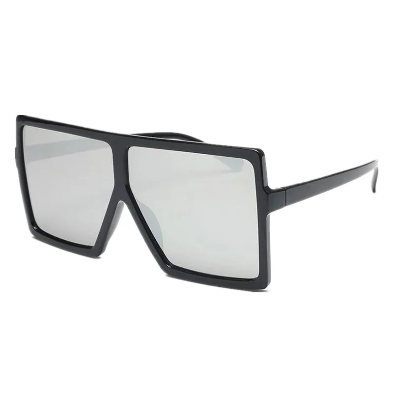 Женские крупные солнцезащитные очки квадратная большая рама солнцезащитные очки мужские брендовые дизайнерские новые винтажные градиентные оттенки очки - Цвет линз: Silver