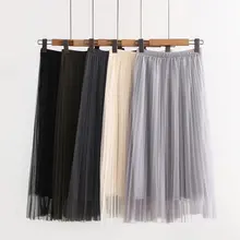 Весна и осень юбка белый марли Чистая Пряжа бюст высотой талии юбка плиссированная юбка показать тонкие длинные оказать Джокер вуаль