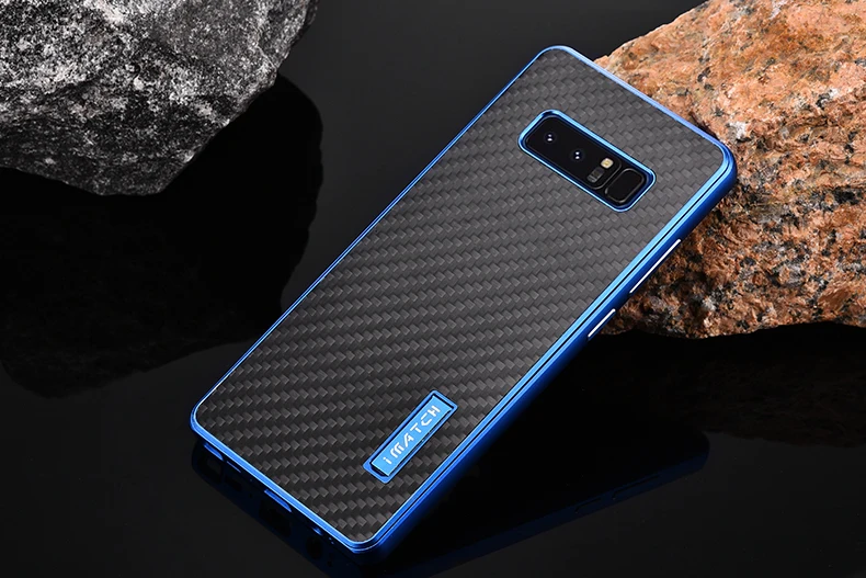 iMatch Luxury Aluminum Metal Bumper Carbon Fiber Back Cover Case for Samsung Galaxy Note 8