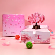 3D Сакура коробки для конфет на день рождения всплывающие свадебные подарки на заказ свадебные приглашения на День Благодарения декоративная бумага с мешком