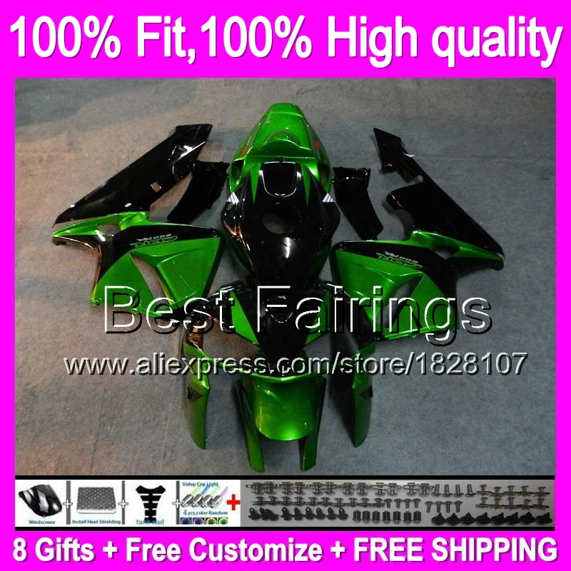 

FairingGreen black Injection For HONDA CBR600RR 05-06 F5 25B23 CBR600 RR Gloss green CBR 600RR 600 RR 05 06 2005 2006 +decal