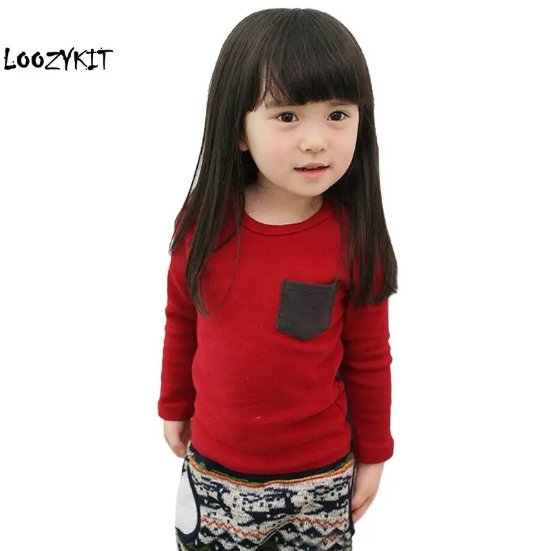 

Loozykit Children's Boys And Girls Spring And Autumn Candy Color Cotton Long-sleeved Thin Section Bottoming Shirt