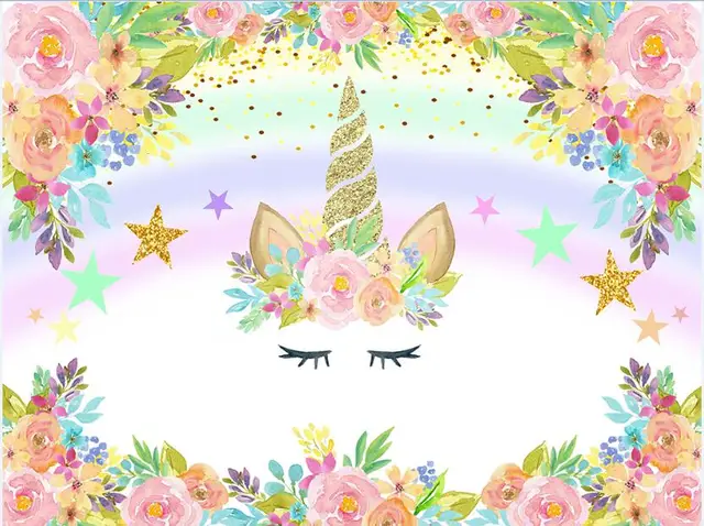 New Photographic Background Unicorn Birthday Twinkle Little Star Flower Backdrop Photocall Unicornio Toile De Fond Anniversaire Background Aliexpress