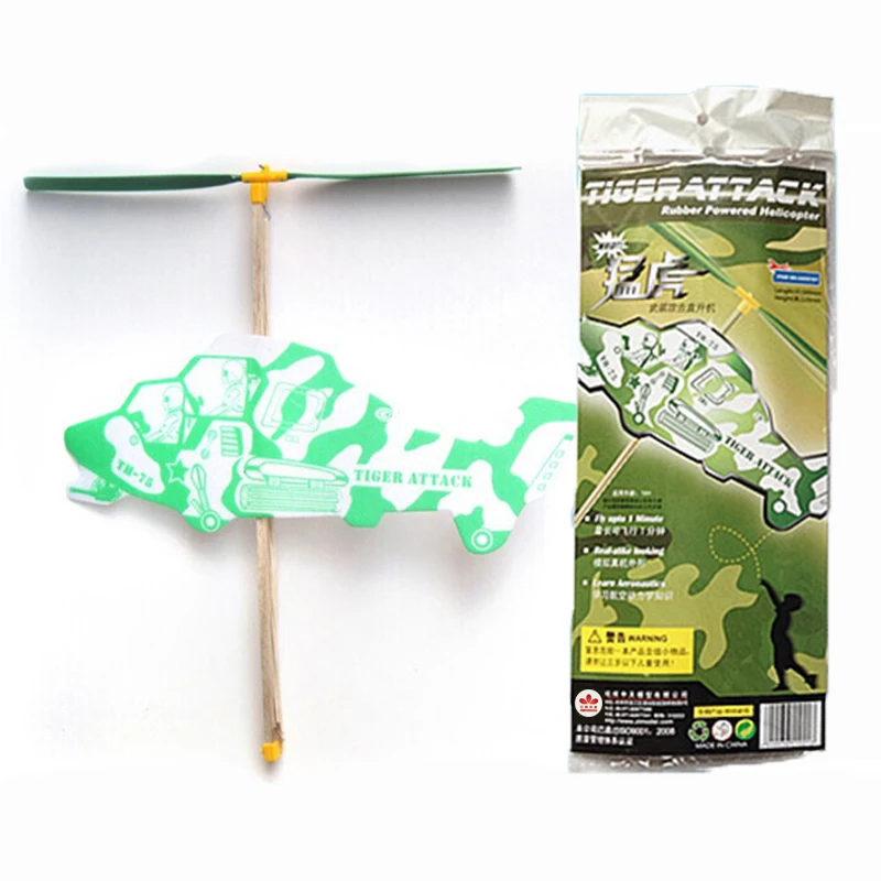 

Free Shipping Dolphin/Bobcat/Tiger Rubber Powered Helicopter DIY airplane model Assembled plane model Toy puzzle children gift