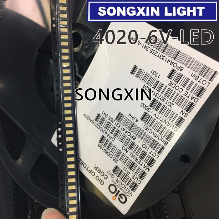 

500Pcs GIO Optoelectronics LED Backlight High Power LED 1W 6V 4020 4014 cool white 80LM DPA42W0218AG0A/4020C-W3C6 TV Application