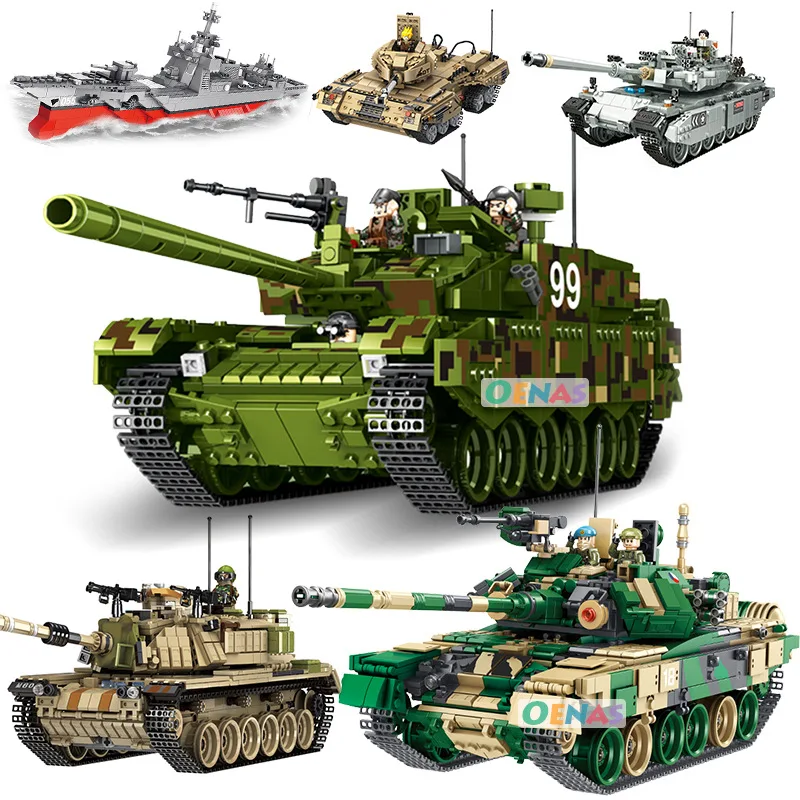 

New Theme Tank Building Blocks 1000+pcs Building Blocks T90 M60 Leopard Tank Models Toys For Children Compatible With Legoe Tank