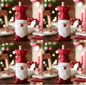 

New Arrive Xmas Santa Claus Wine Bottle Cover Christmas Dinner Party Table Decoration