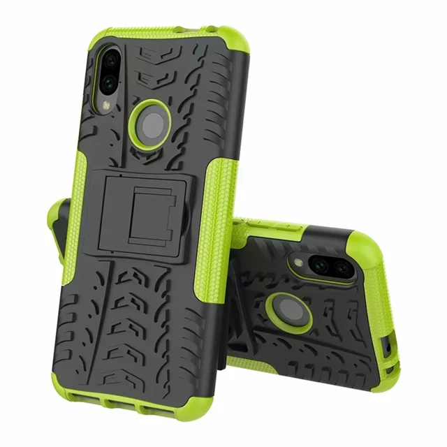 Redmi Note 7 Shockproof Armor Hard Case For Xiaomi Redmi Note 7 Pro 6.3" Phone Protector with Stand Cover On REDMI Note 7 Case - Цвет: Green