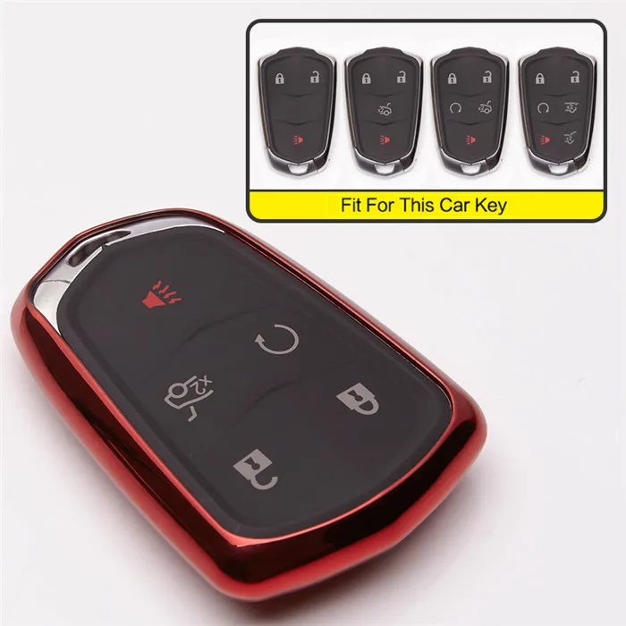 Стильный ключ для автомобиля из ТПУ чехол для Cadillac Escalade SRX CTS ats XTS STS чехол для защиты ключей аксессуары для ключей интерьер - Название цвета: Red