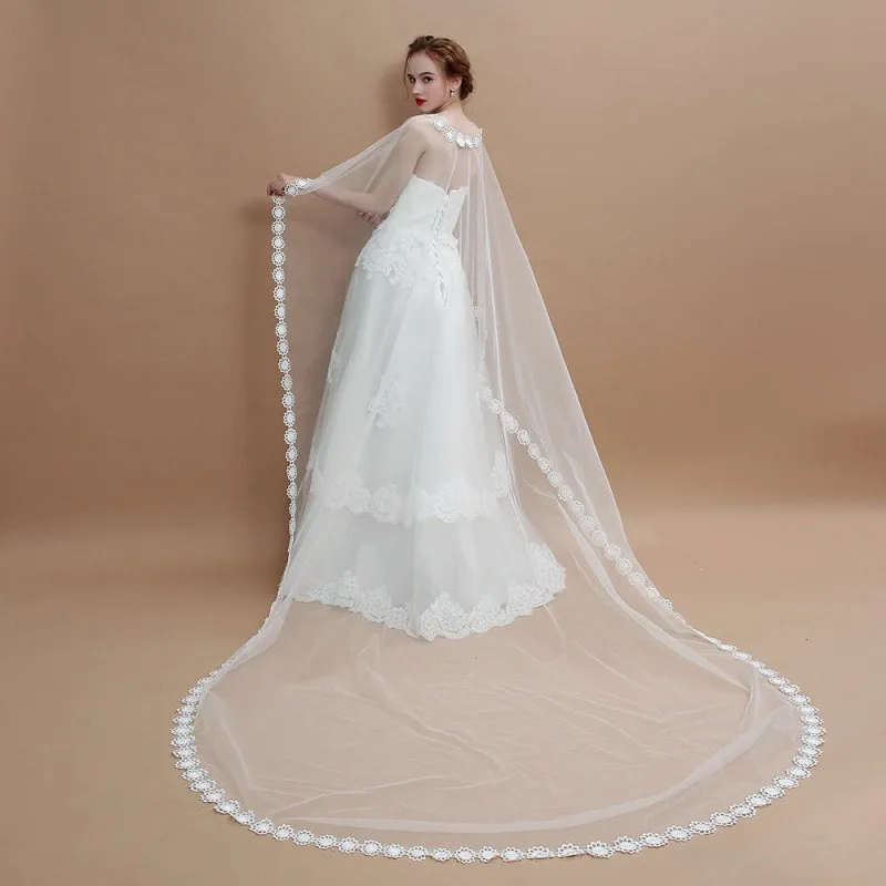 Великолепные Длинные свадебные болеро кружевное на заказ аппликации накидка шаль дешевые