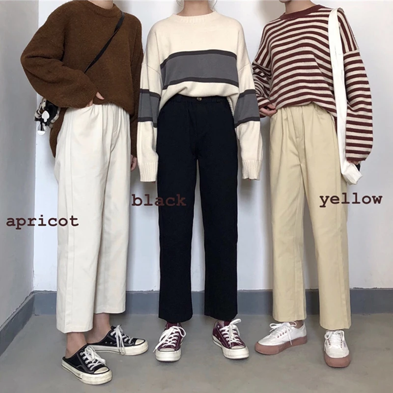 

3 Colors Mihoshop Ulzzang Korean Korea Women Fashion Clothing Summer High Waist Straight Wide Leg Straight Pants