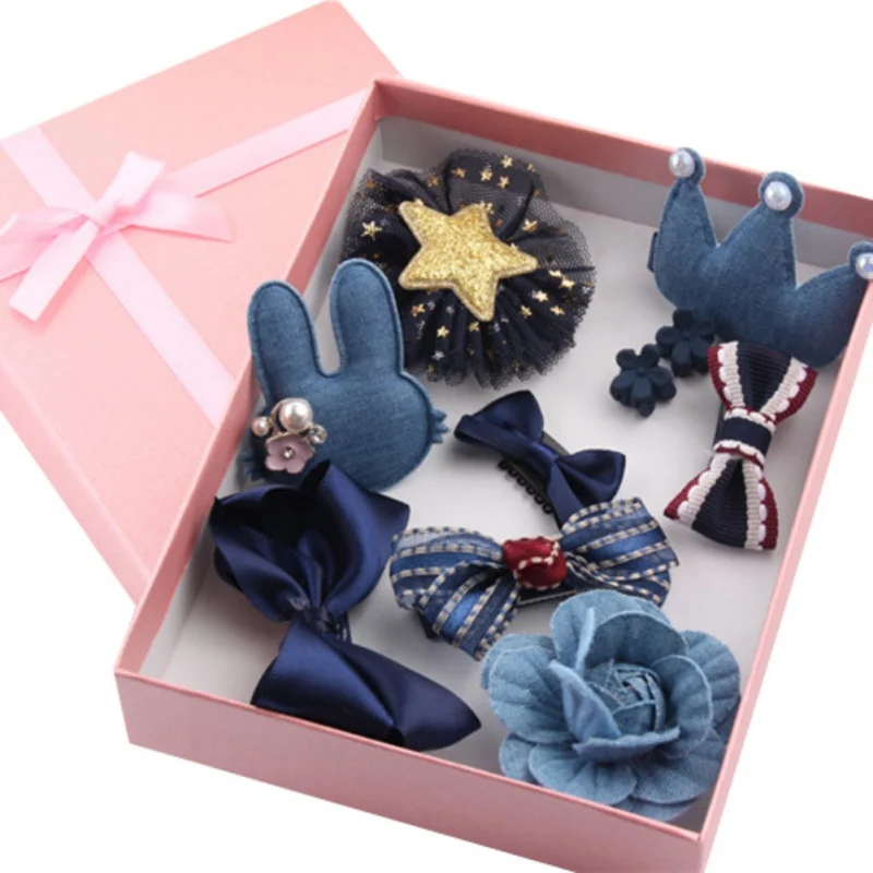 

2017 10Pcs Cute Crown Bowknot Kind Hairpin Set Flower Star Girls HairClip Hair Accessories Headwear Princess Style Set Gift New