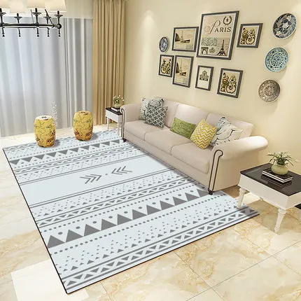 Тёмно-синий Modern Geometric Art Short Plush Fabric Carpet Pad High Quality Elastic Anti-slip Rugs Outdoor Prayer Parlor Home Floor Mat - Цвет: Тёмно-синий