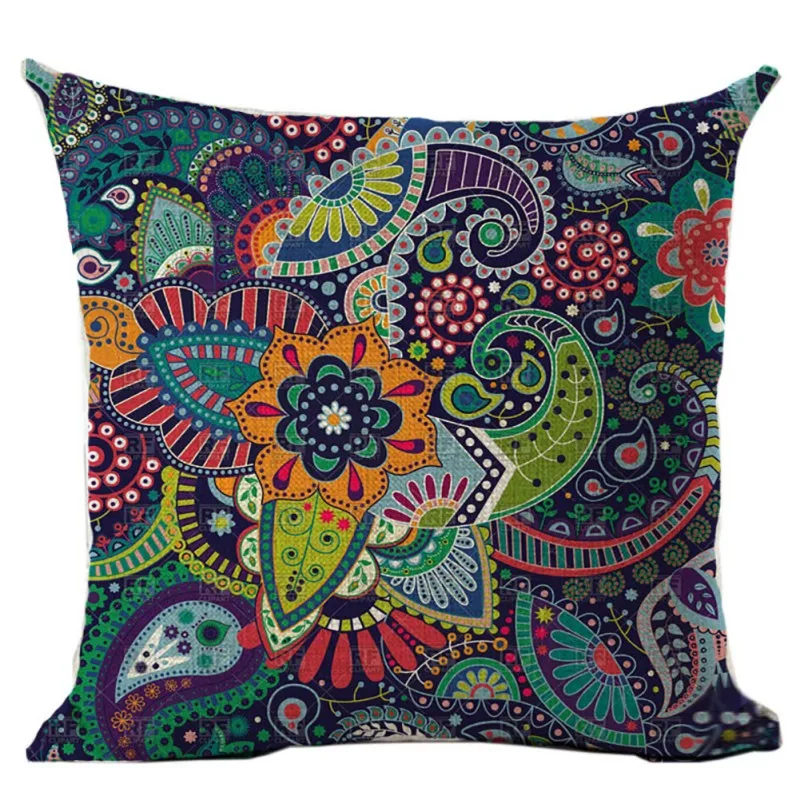 

New Pillowcase Woven Linen Geometric Sofa Car Home Decorative Throw Pillowcase Bohemia Paisley Style SIZE Cojines 45*45 cm