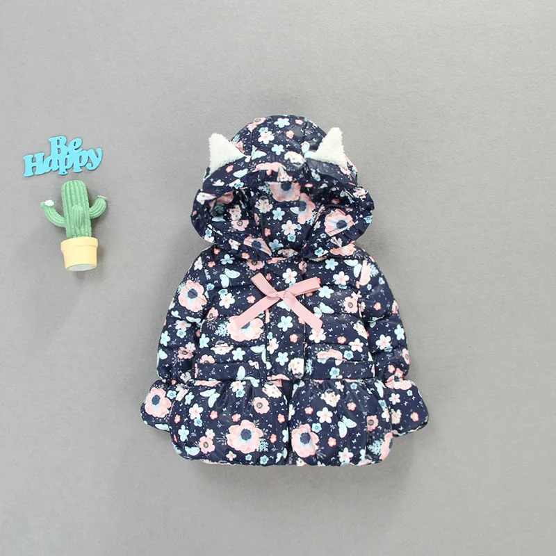 

2018 New Top Fashion Cotton 0 To 3 Years Old Girl Go Out In The Cotton-padded Clothes Qiu Dong Outfit Printing Warm Jacket Coat