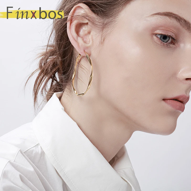Finxbos модные ювелирные изделия простые большие круглые серьги