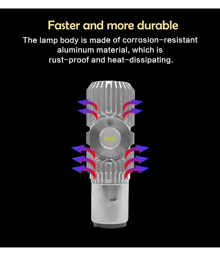 MeeToo 1Pcs H4 HS1 LED Motorcycle Headlight 12V 20W High Low Beam Light 2400LM CSP Chip Super Bright Whitev BA20D Motorbike Lamp (4)