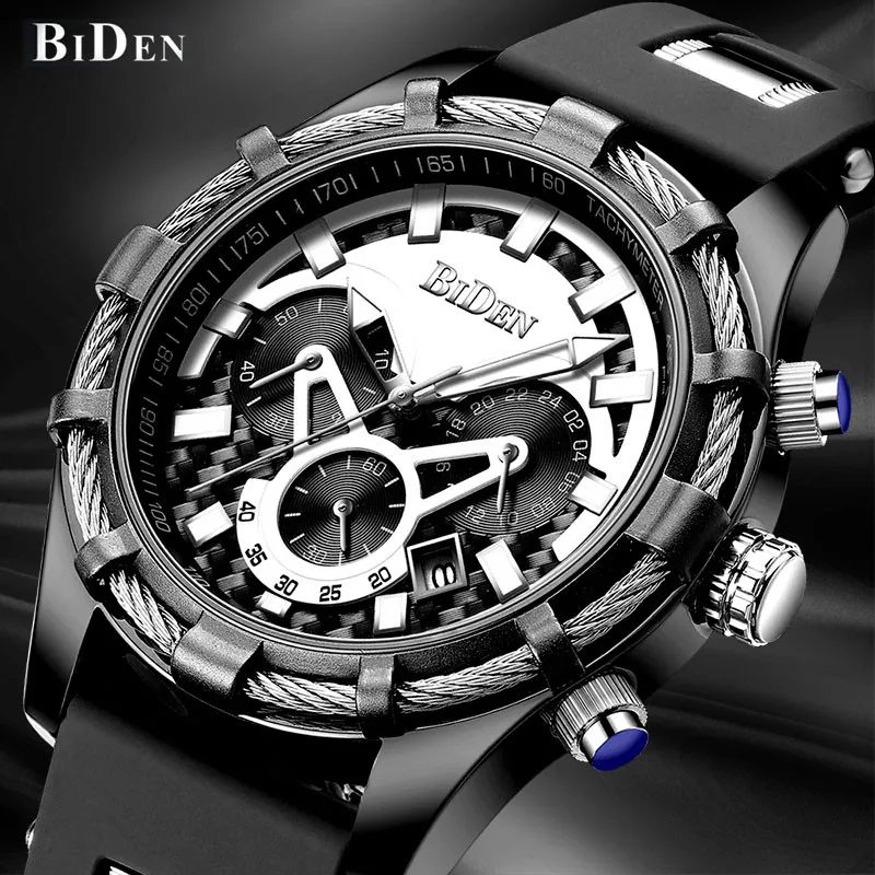 

Watch Men BIDEN New Top Brand Luxury Fashion Men Silicone Strap Quartz Watches Military Sport Waterproof Clock Relogio Masculino
