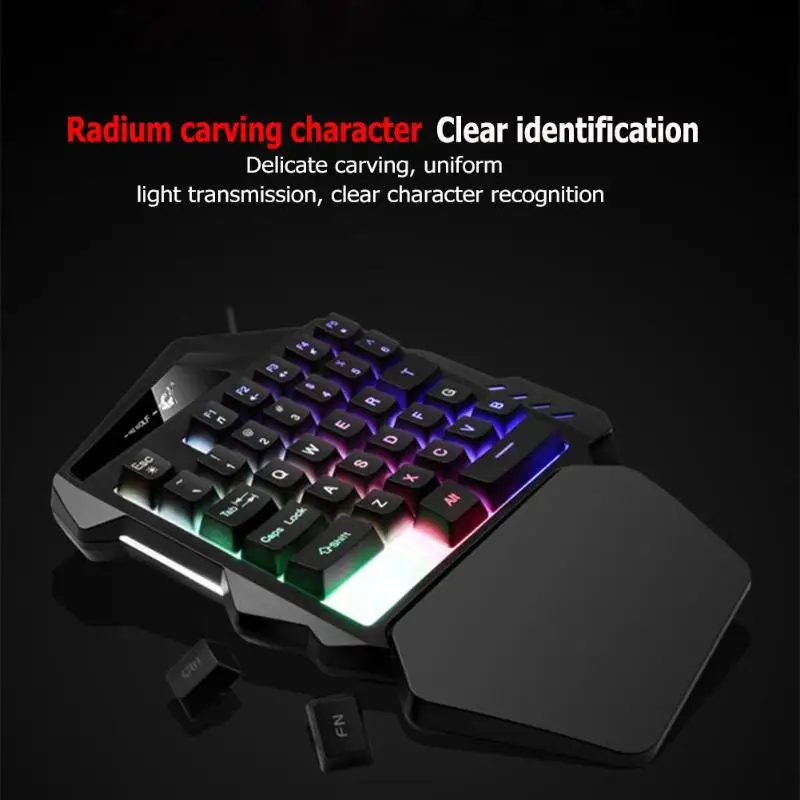 K13 USB проводной одной рукой Gaming Keyboard сандалии смешанных цветов с подсветкой; большие размеры 35-клавиши клавиатуры