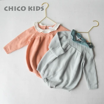 

Baby Boys Girls Knitted One Piece Jumpsuit W/cover botton, Infant Knitted Romper Baby Long/Mid Sleeve Rompers One piece