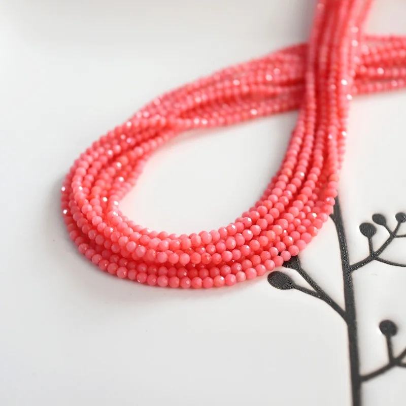 

wholesale natural dyed coral pink faceted cut 2mm 3mm 15"/38cm seed beads jewelry making crafts findings for women DIY