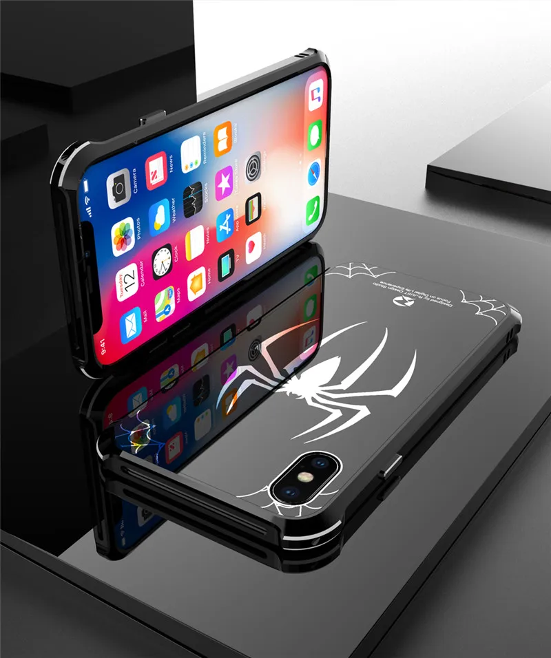 Полностью Защитный металлический и акриловый чехол для iPhone X, гибридный противоударный чехол, тонкая задняя крышка для iPhone 7, 8, 8 Plus, чехол для телефона