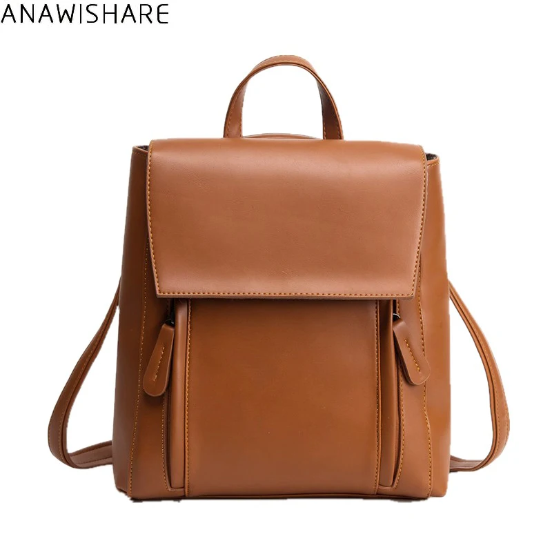 Женские кожаные рюкзаки ANAWISHARE большие школьные ранцы для девочек подростков