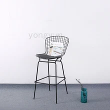Минималистский современный провод Кухня барный стул lron металлической проволоки счетчик покрытием корпуса сталь и ПУ подушки обеденный стул