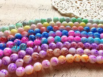 

8MM (840PCS mix 8 colors) Two-tone Pattern Glass Loose Bead Strands Simulated Stone Beads Jewelry Accessories Findings