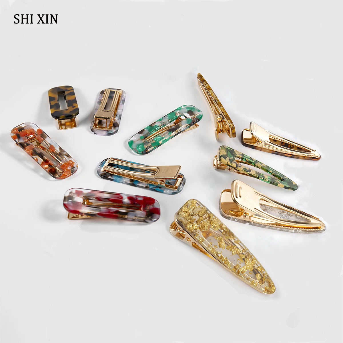 

SHIXIN Hair Pins for Women Fashion Hairpins for Hair Clip Female Hairgrips Acetate Barrette Hair Accessories Jewelry Decoration