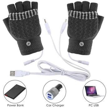 

Laptop Women Men USB soft and comfortable Heated Mitten Full&Half Finger Winter Warm Knit Hand Gloves L50/0114