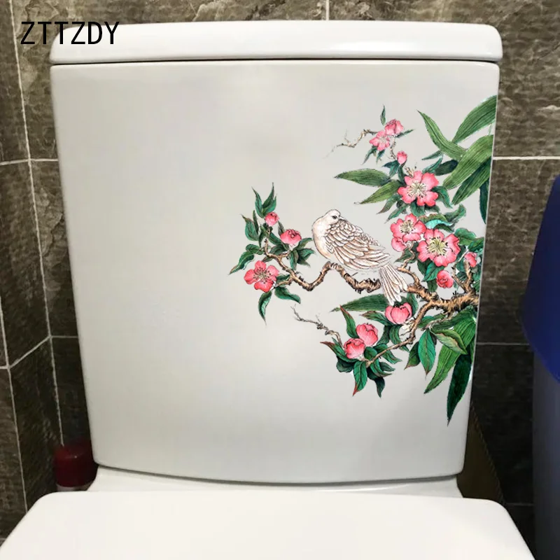 

ZTTZDY 18.8*25CM Chinese Style Ink Painting Living Room Wall Sticker Toilet Seat Decor Decal T2-0374