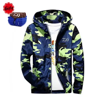 

Men's Sunproof Fishing Clothing Jacket Winter Spring Outdoor Tide Camouflage Quick Dry Breathable Hooded Fishing Jersey Clothes