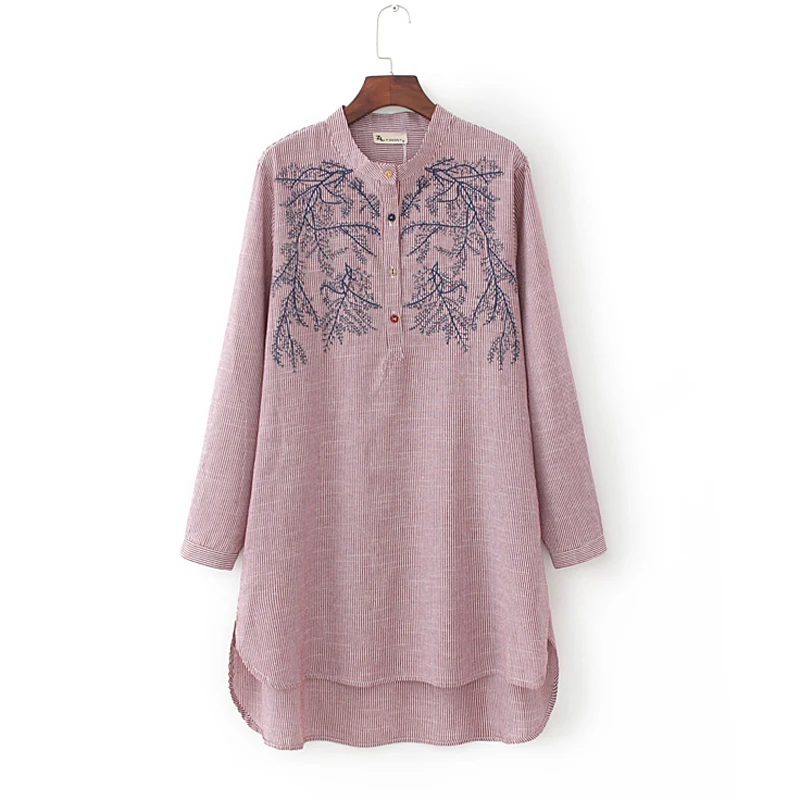  Oversized Women Blouse Casual Long Sleeve Plus Size Long Striped Shirt Women Autumn Tops Kimono Tun